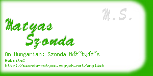 matyas szonda business card